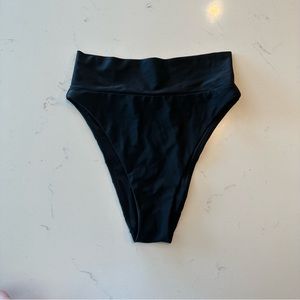 Black Aerie High Cut Cheeky Swimsuit Bottoms, Size Small